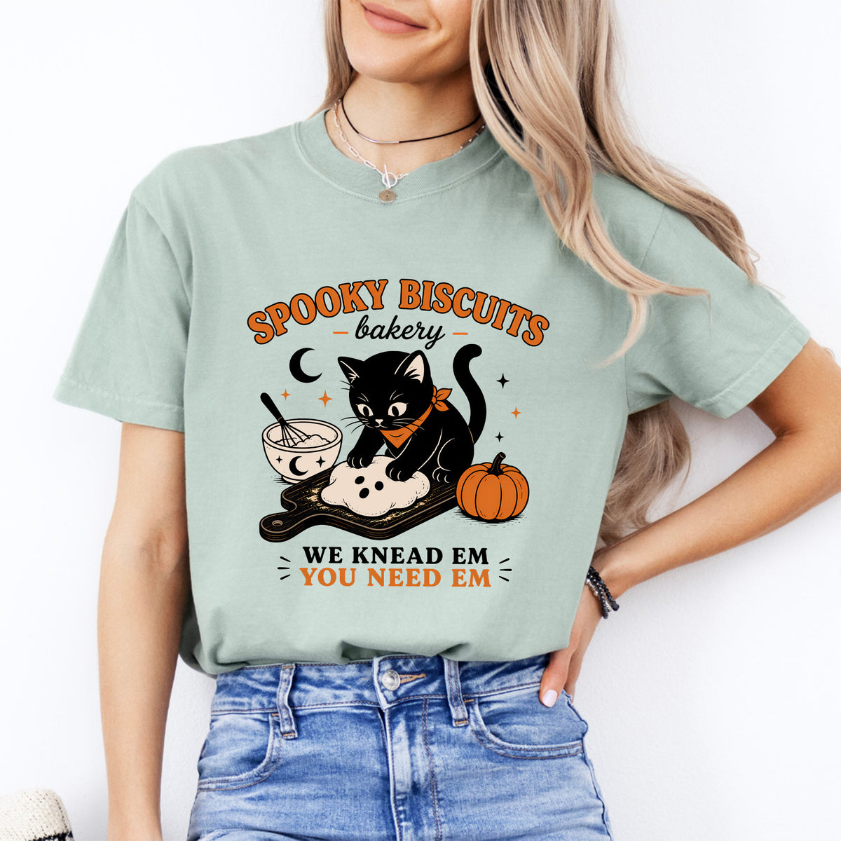 Retro Spooky Biscuits Graphic Shirt – "We Knead 'Em You Need 'Em"