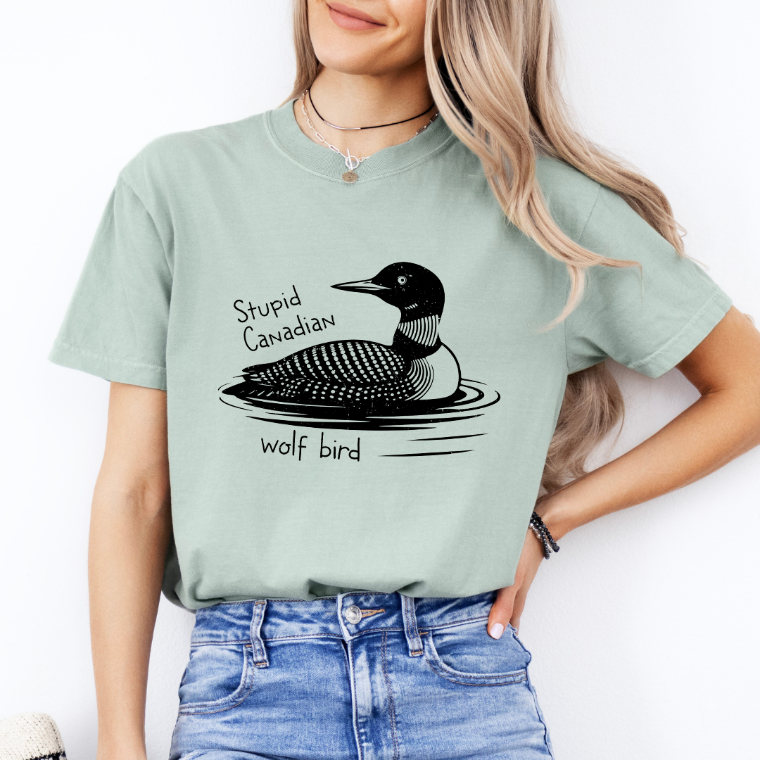 Stupid Canadian Wolf Bird Tee