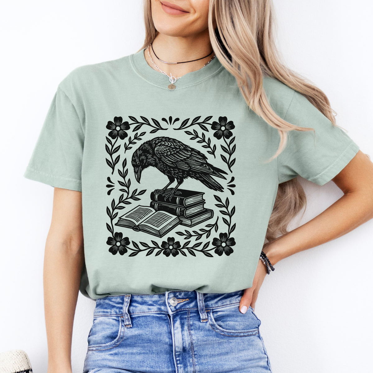 Bookish Raven Linocut Tee