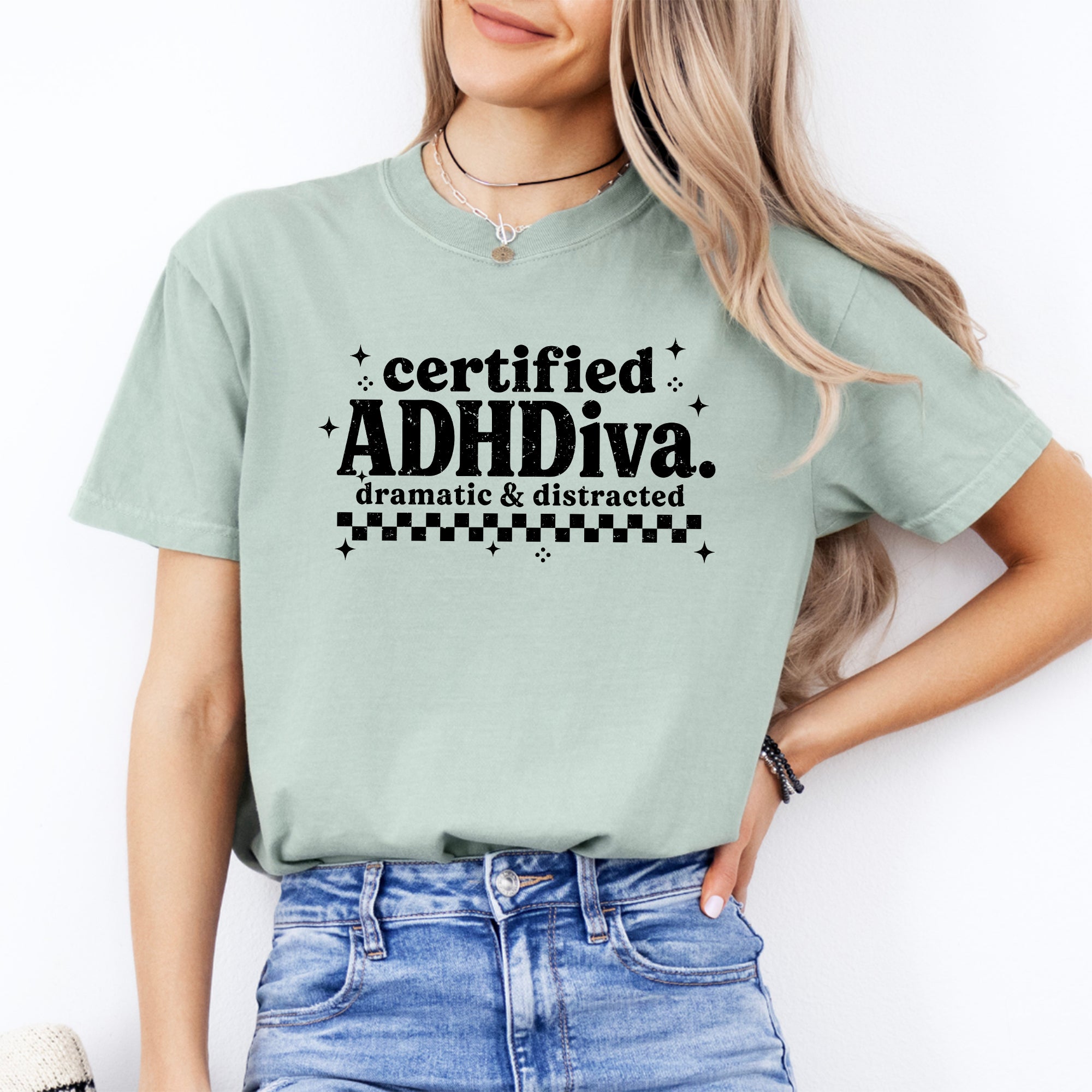 T-shirt ADHDiva certifié, avec une citation tendance et amusante