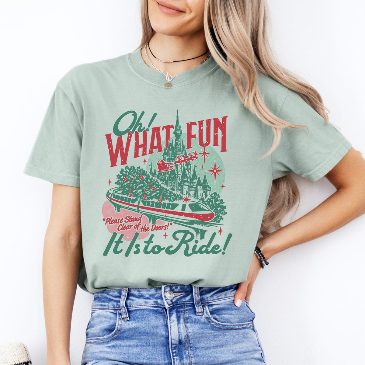 T-Shirt „Oh, wie schön ist es, an Weihnachten zu fahren“