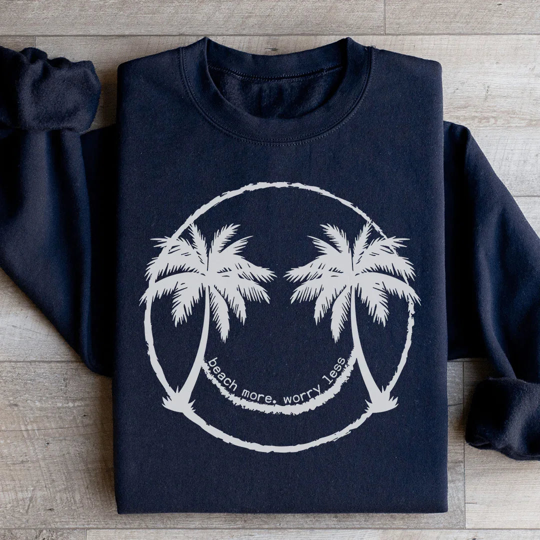 Beach More Worry Less Sweatshirt Black / S Peachy Sunday T-Shirt