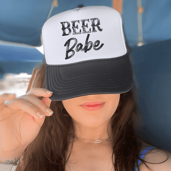 Beer Babe Trucker Caps Black / One size Printify Hats T-Shirt