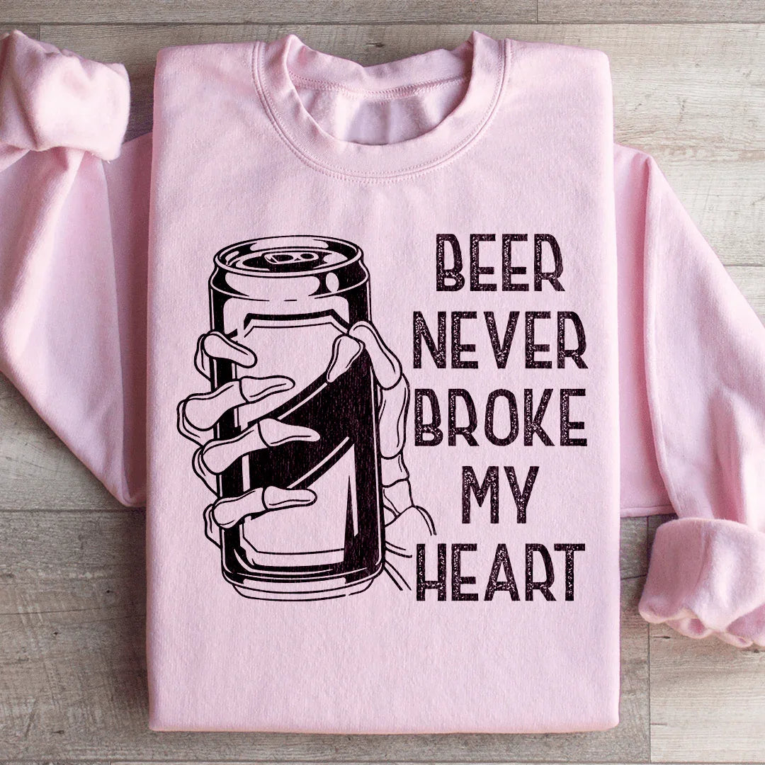 Beer Never Broke My Heart Skull Sweatshirt Light Pink / S Peachy Sunday T-Shirt