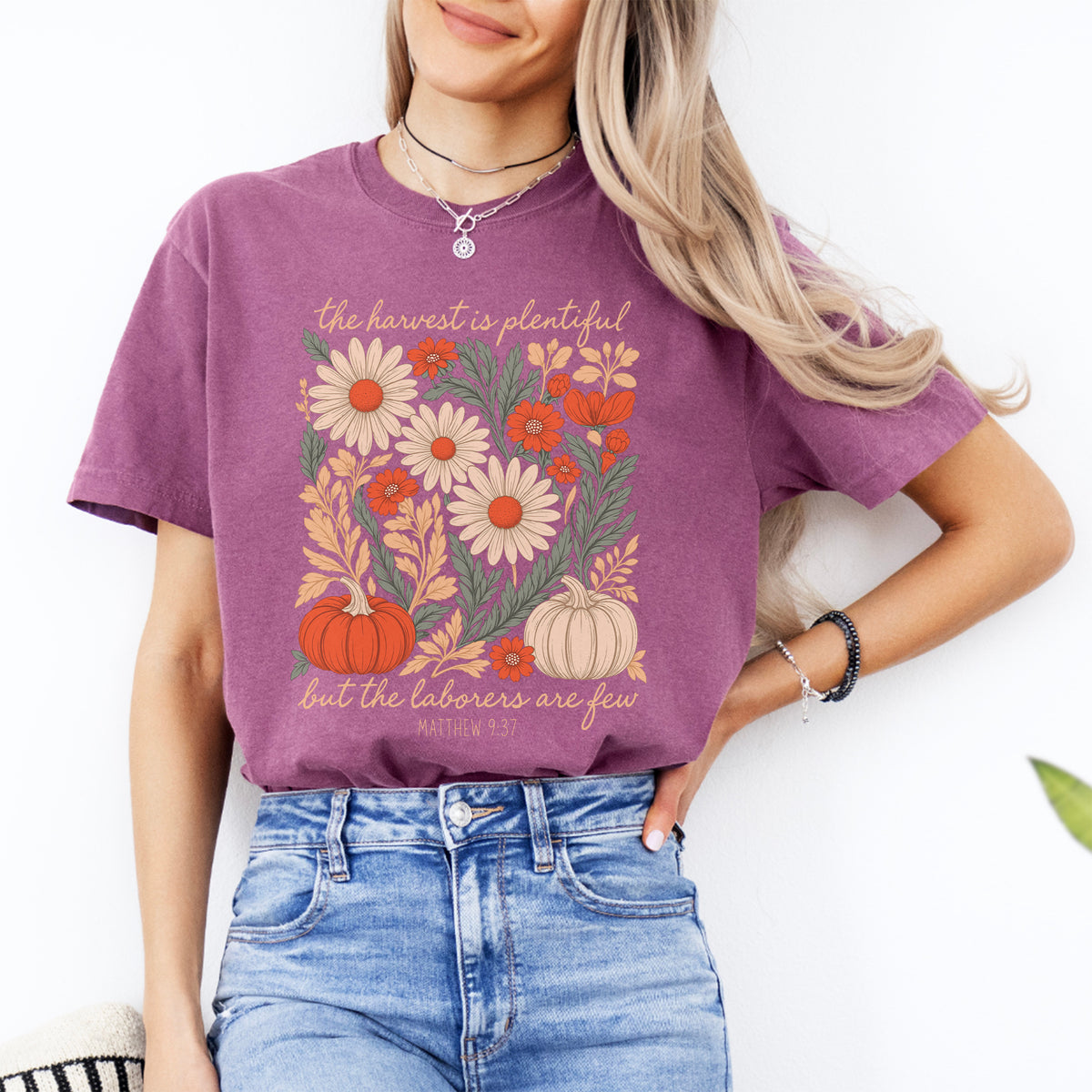 The Harvest Is Plentiful Christian Harvest Graphic Tee