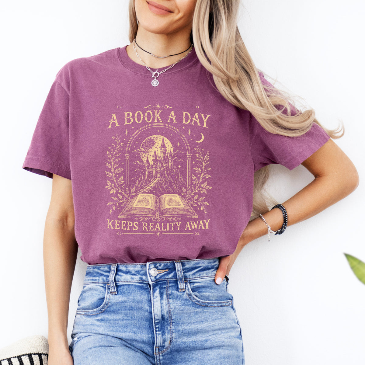 T-Shirt „Ein Buch am Tag“ mit Drachenmotiv