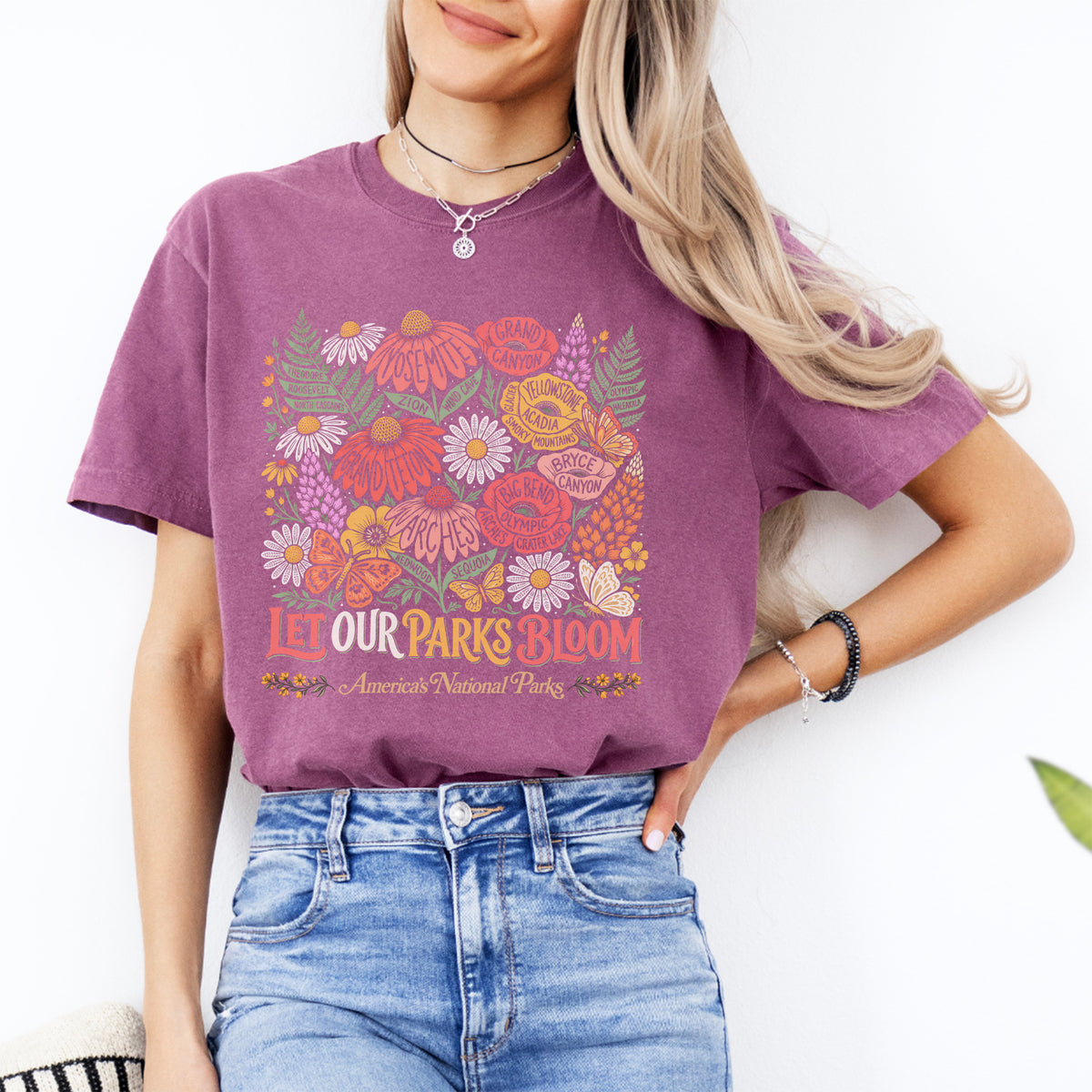 Oberteil mit Blumenmotiv zu Nationalparks – „Let Our Parks Bloom“