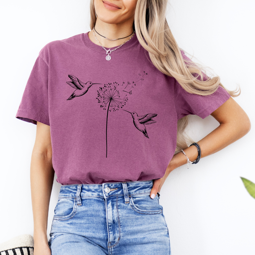 Cute Dandelion Hummingbird Tee