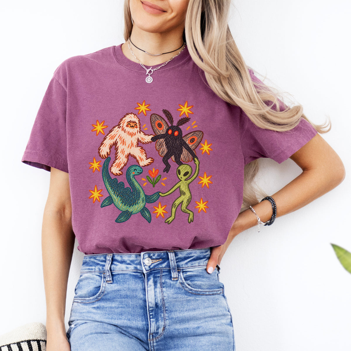 T-Shirt mit tanzenden Fabelwesen-Aufdruck