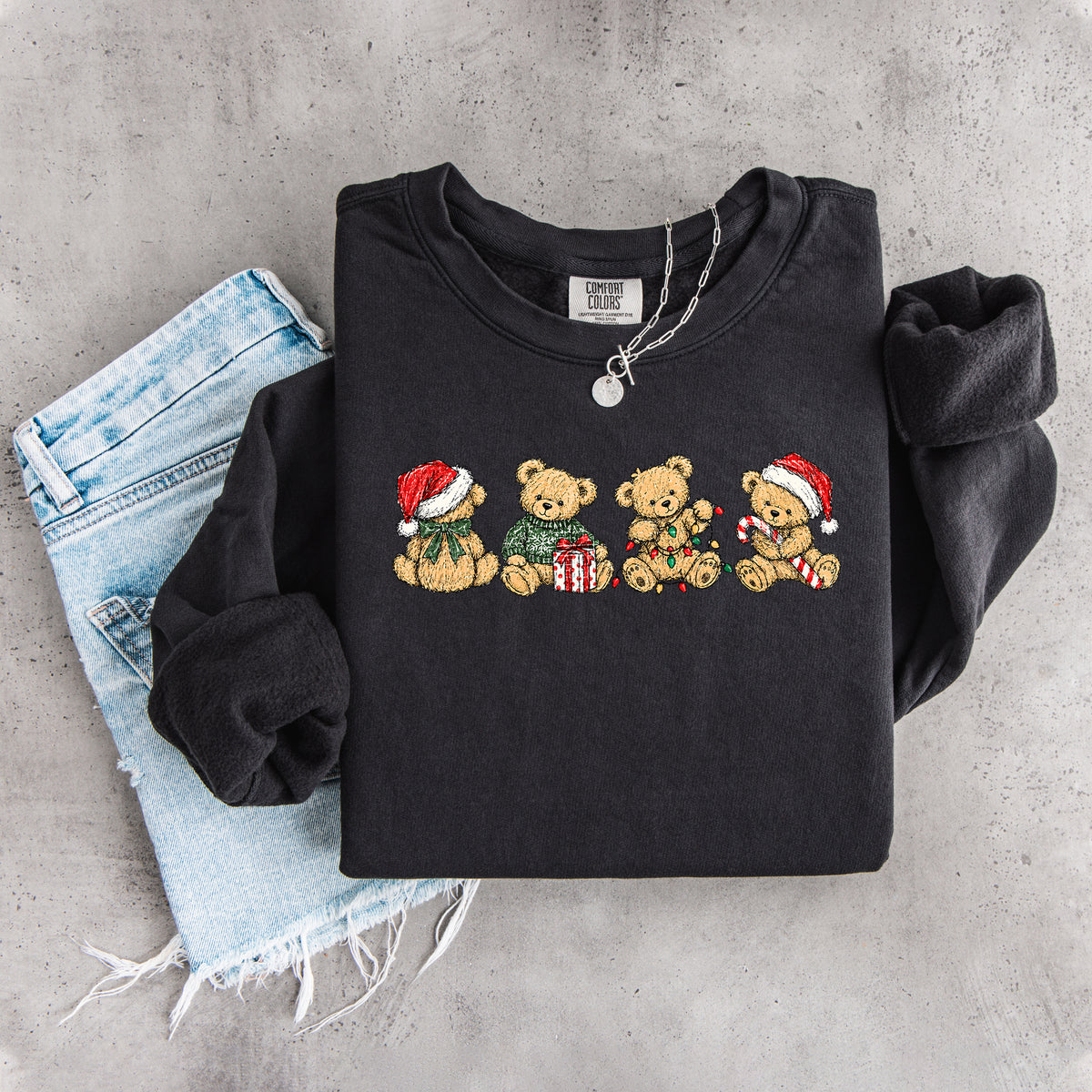 Sudadera de ositos de peluche navideños antiguos