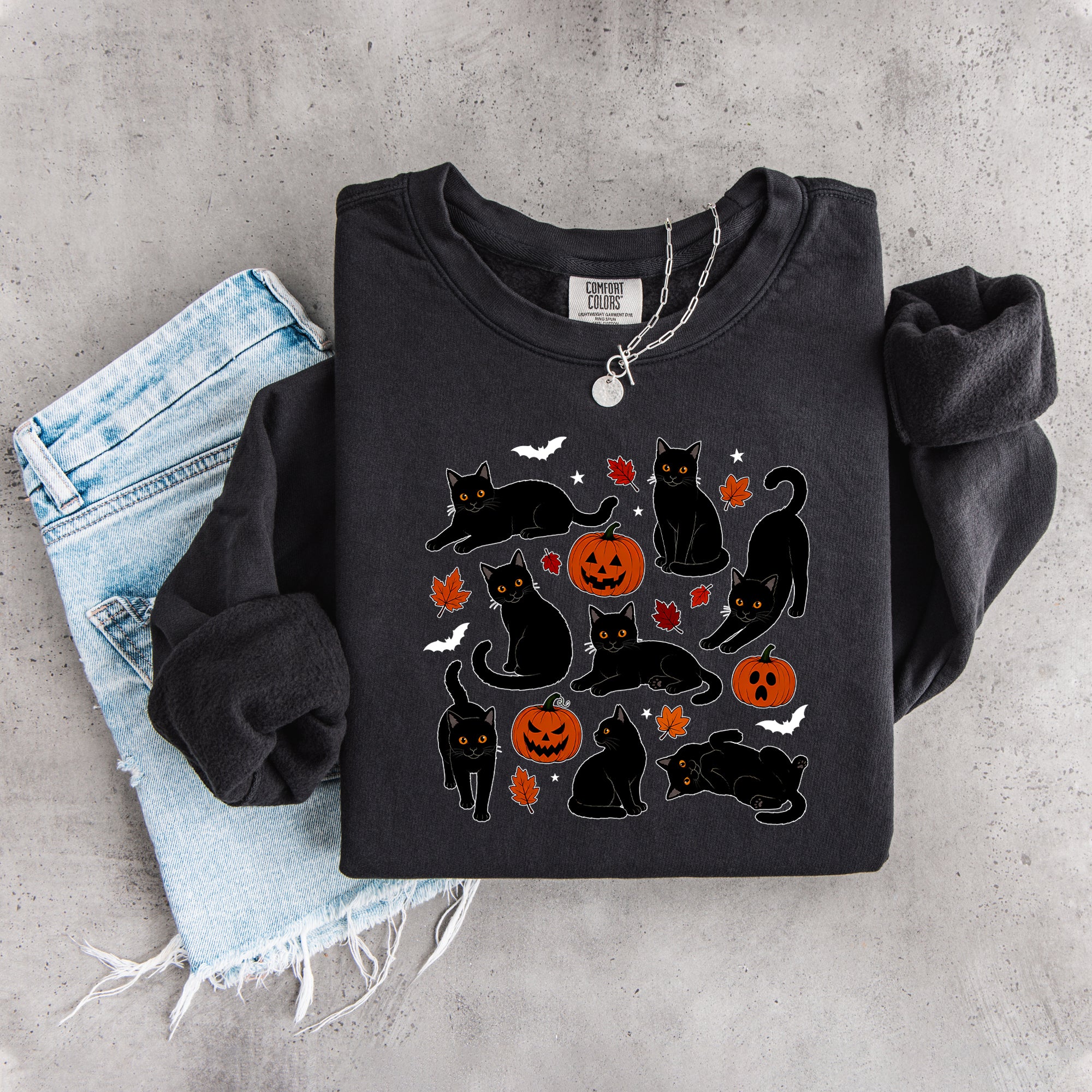 Sudadera de gato otoñal con calabaza