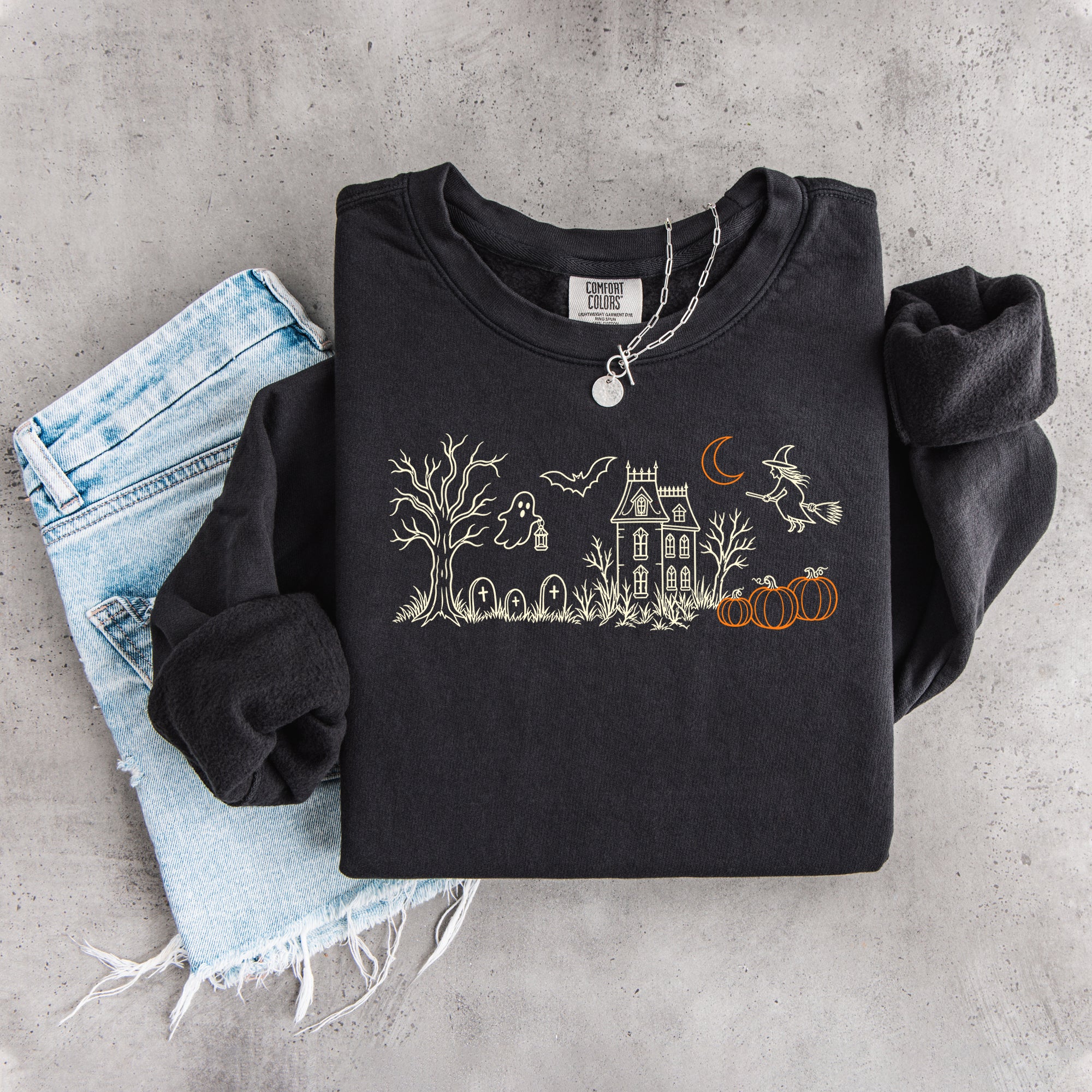 Sweat-shirt brodé « Manoir hanté »