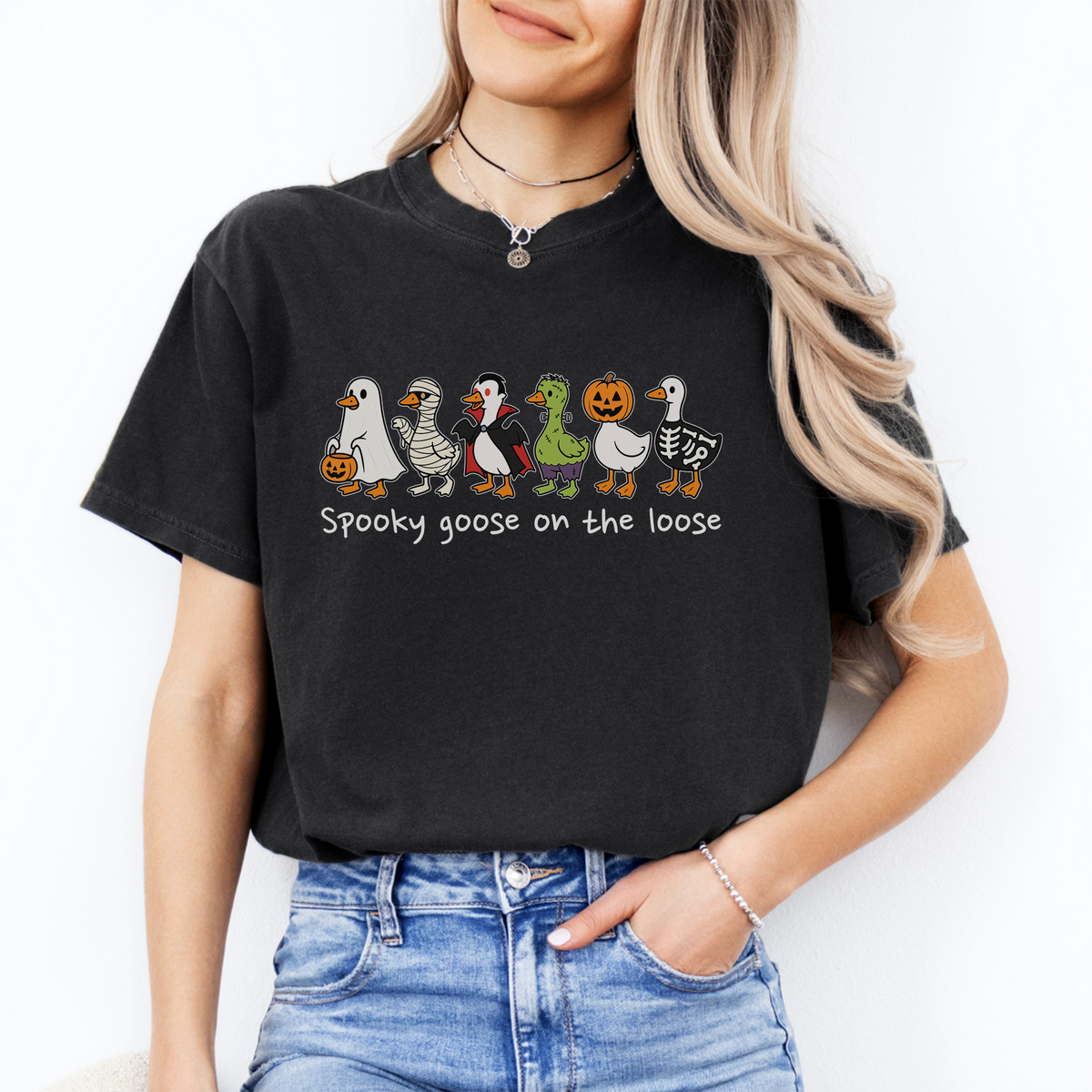 Halloween-T-Shirt mit Spooky-Goose-Motiv – \"Spooky Goose On The Loose\"