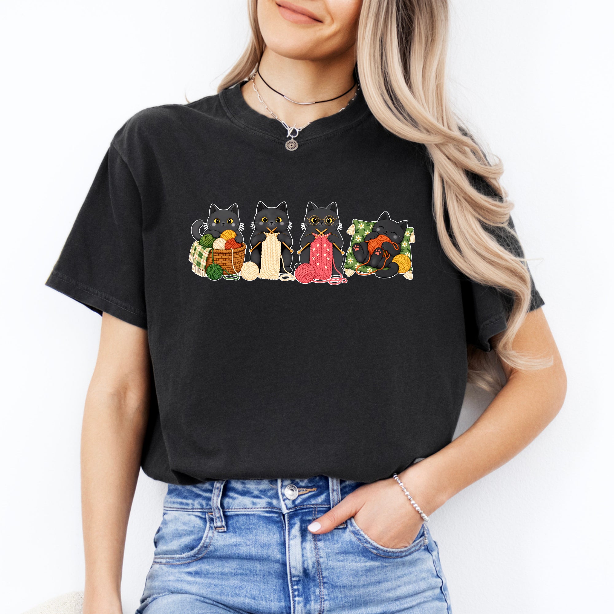 Black Cats Knitting Tee