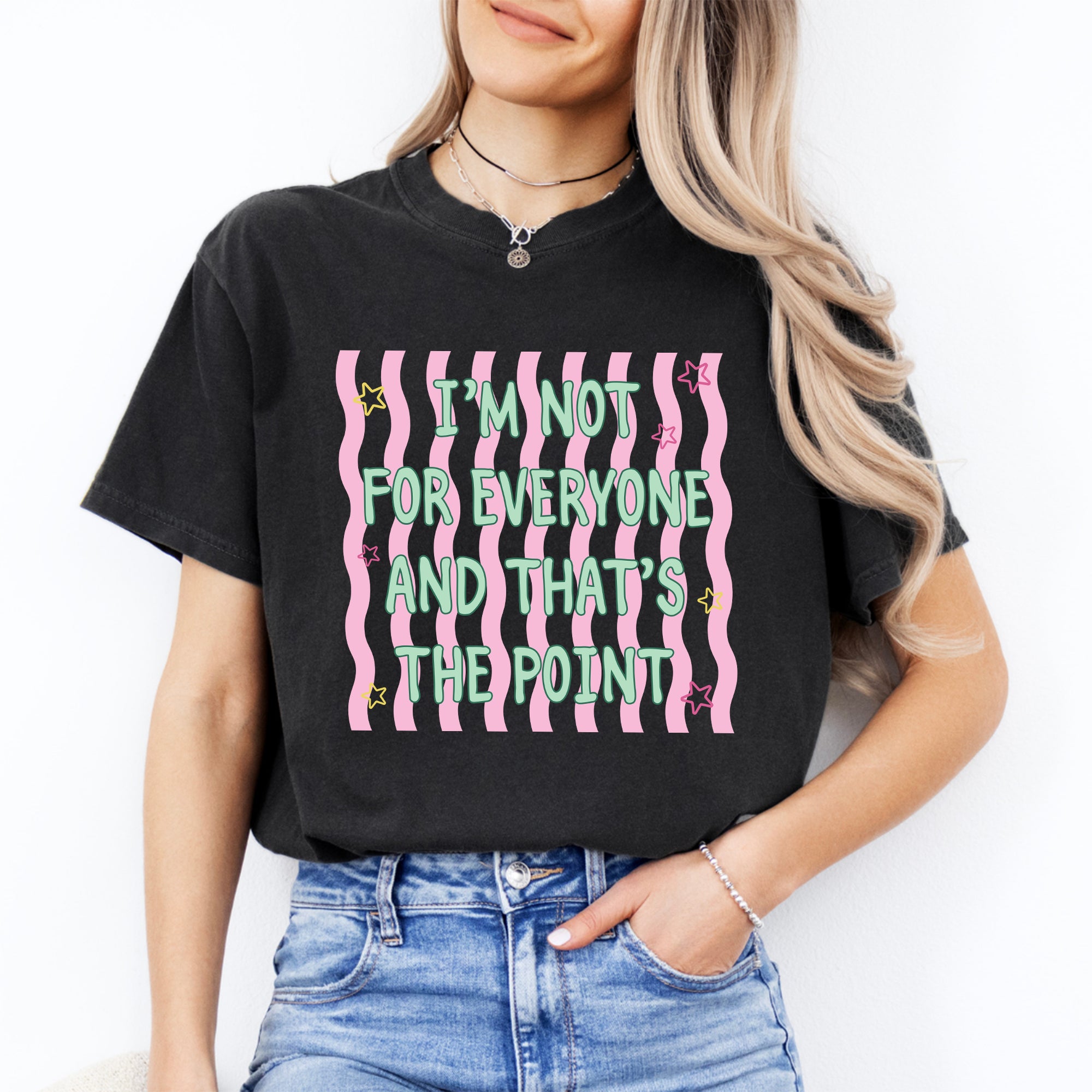 Gestreiftes T-Shirt „Ich bin nicht für jeden“