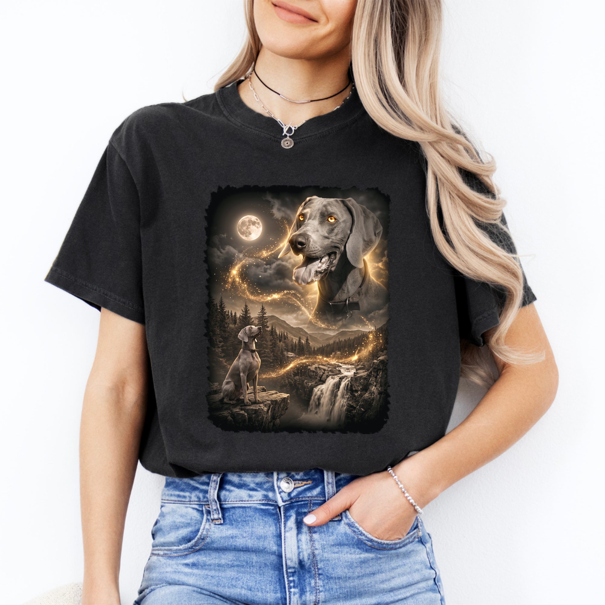 T-shirt personnalisé pour animal de compagnie « Chien hurlant à la lune »