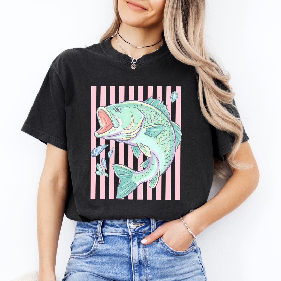 Retro Pastel Bass Fish Tee