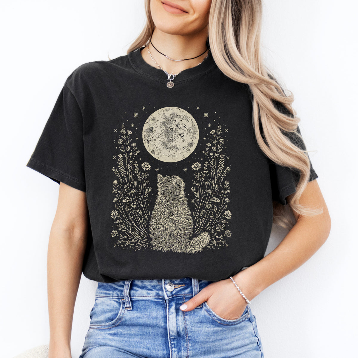 Celestial Cat Moon Tee