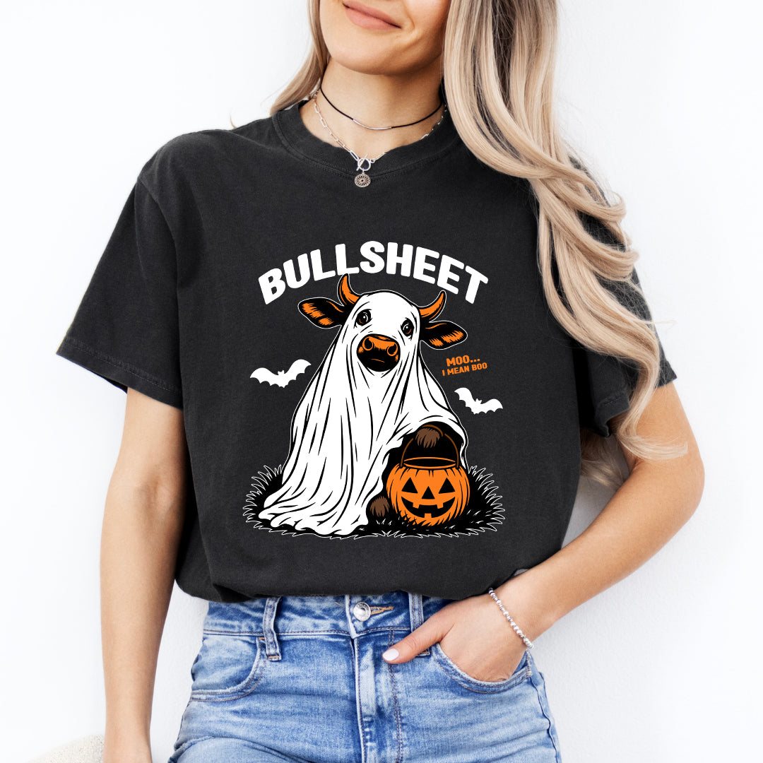« Bullsheet - Meuh… enfin, bouh » – T-shirt graphique représentant une adorable vache fantôme