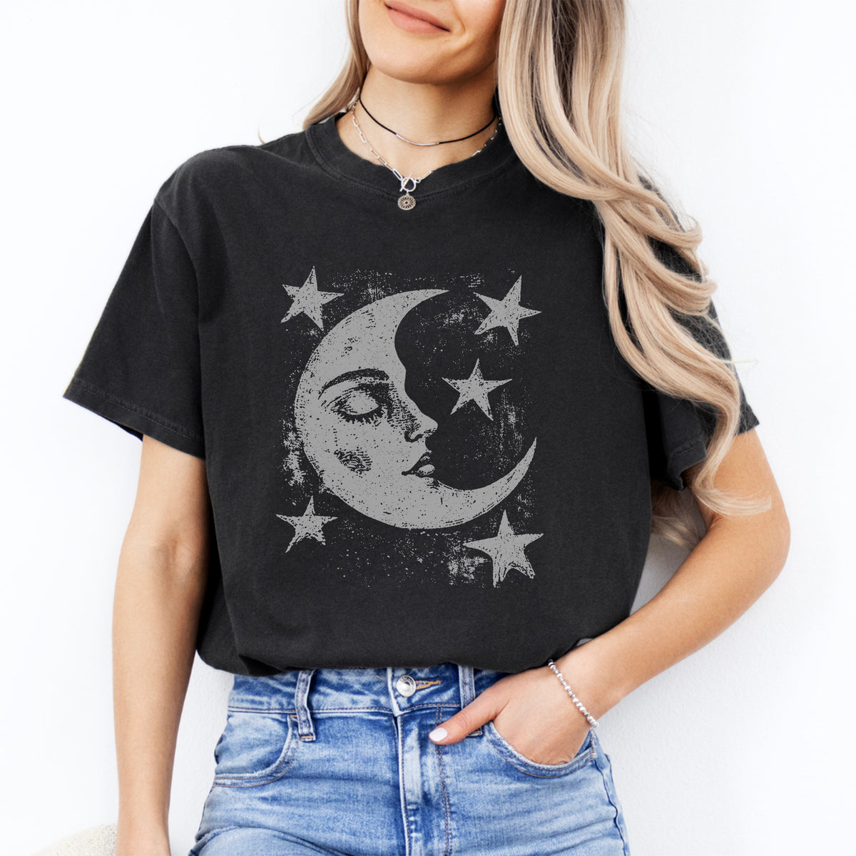 T-shirt Lune et étoiles célestes