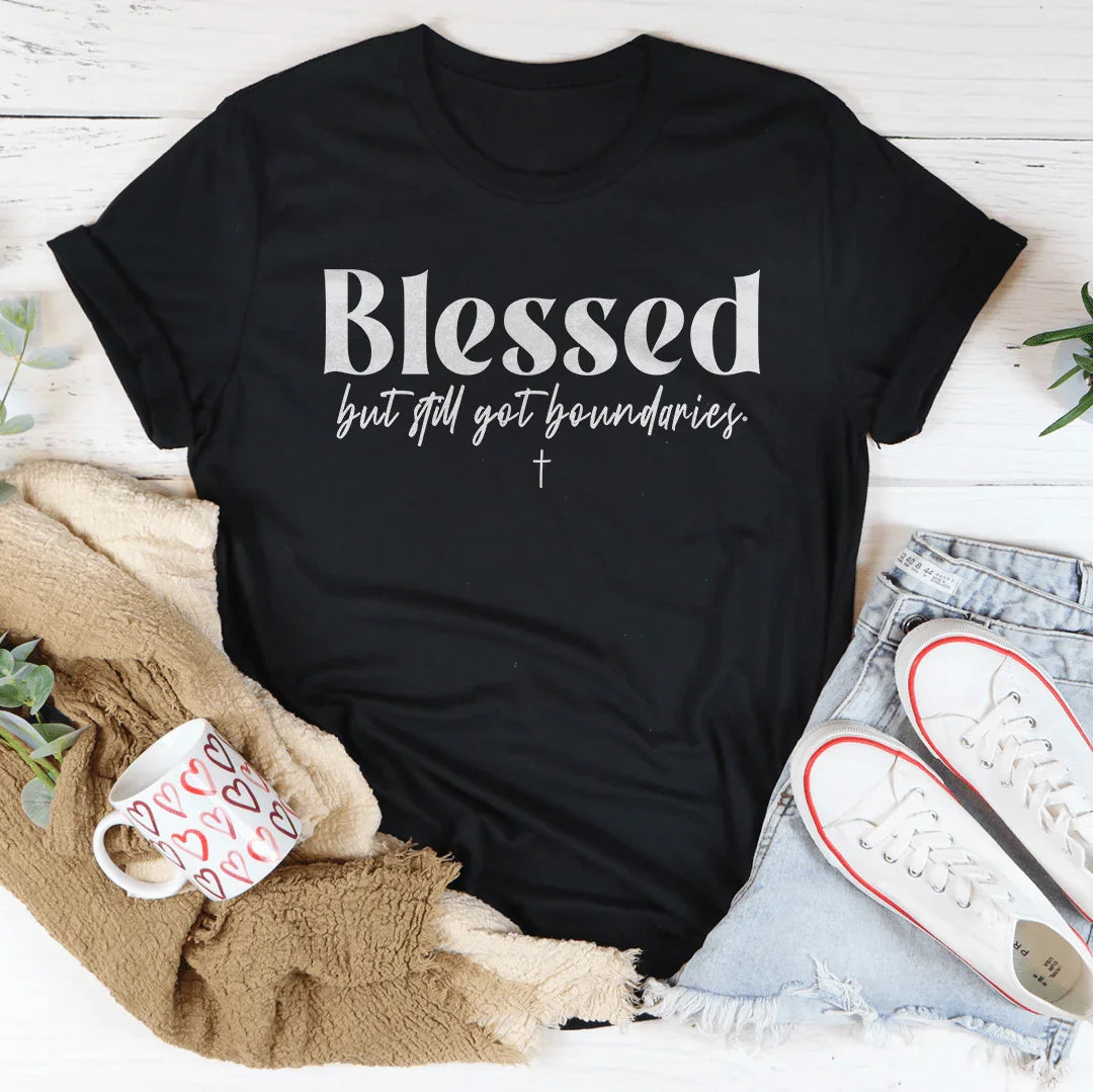 Blessed But Still Got Boundaries Tee Black Heather / S Peachy Sunday T-Shirt