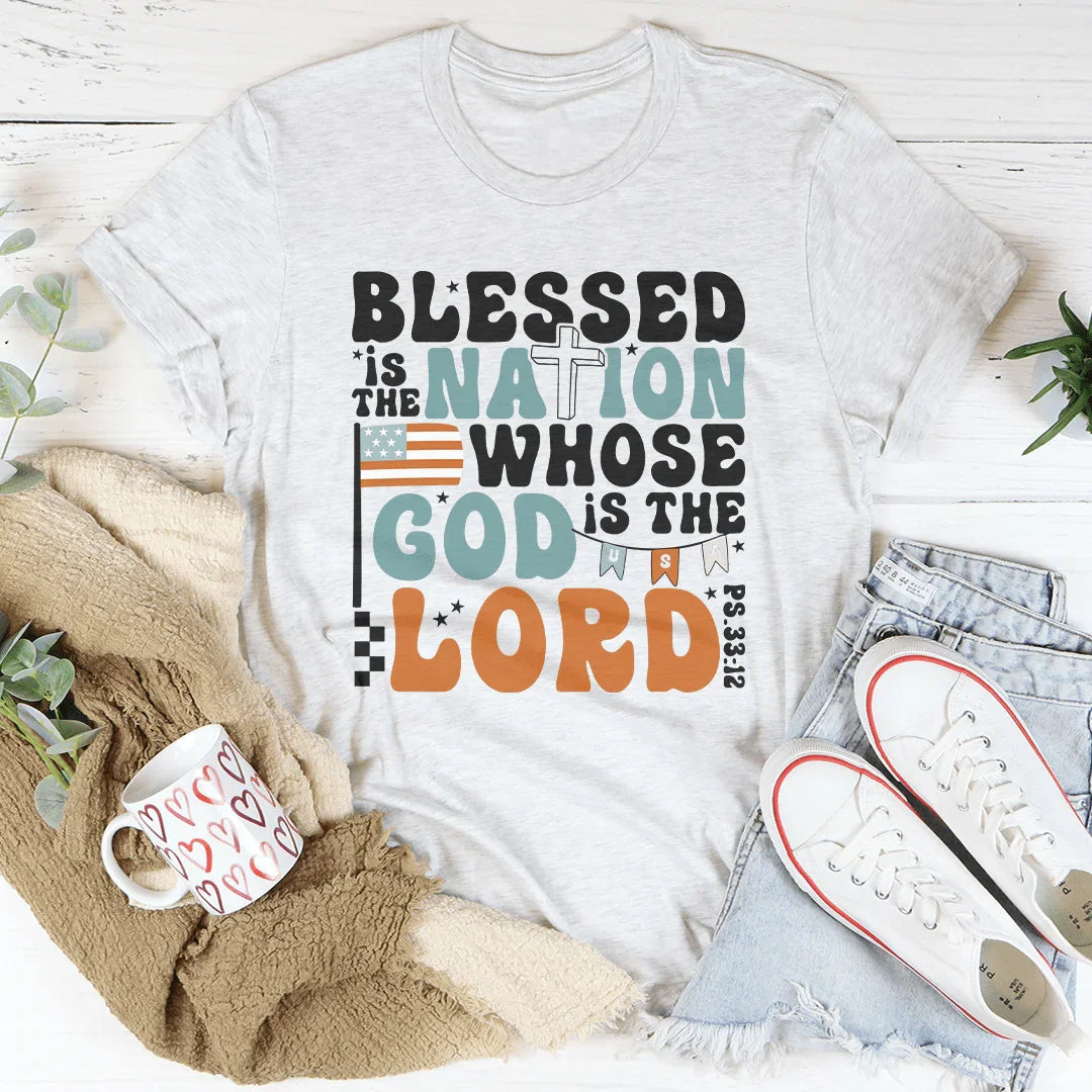 Blessed Is The Nation Whose God Is The Lord Tee Ash / S Peachy Sunday T-Shirt