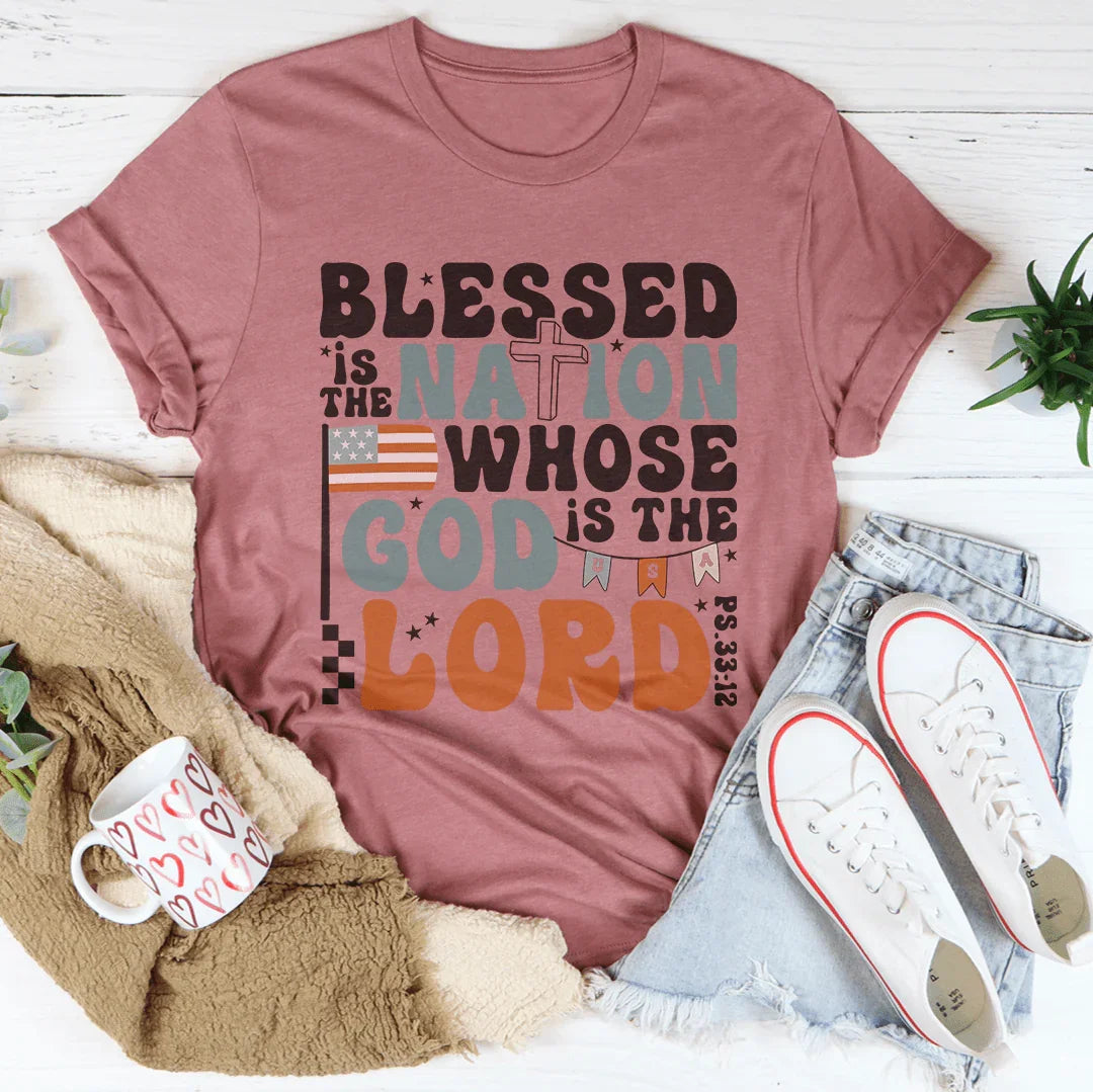 Blessed Is The Nation Whose God Is The Lord Tee Mauve / S Peachy Sunday T-Shirt