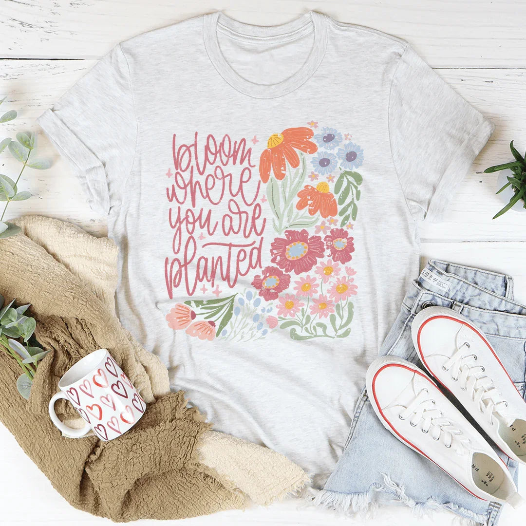 Bloom Where You Are Planted Tee White / S Peachy Sunday T-Shirt