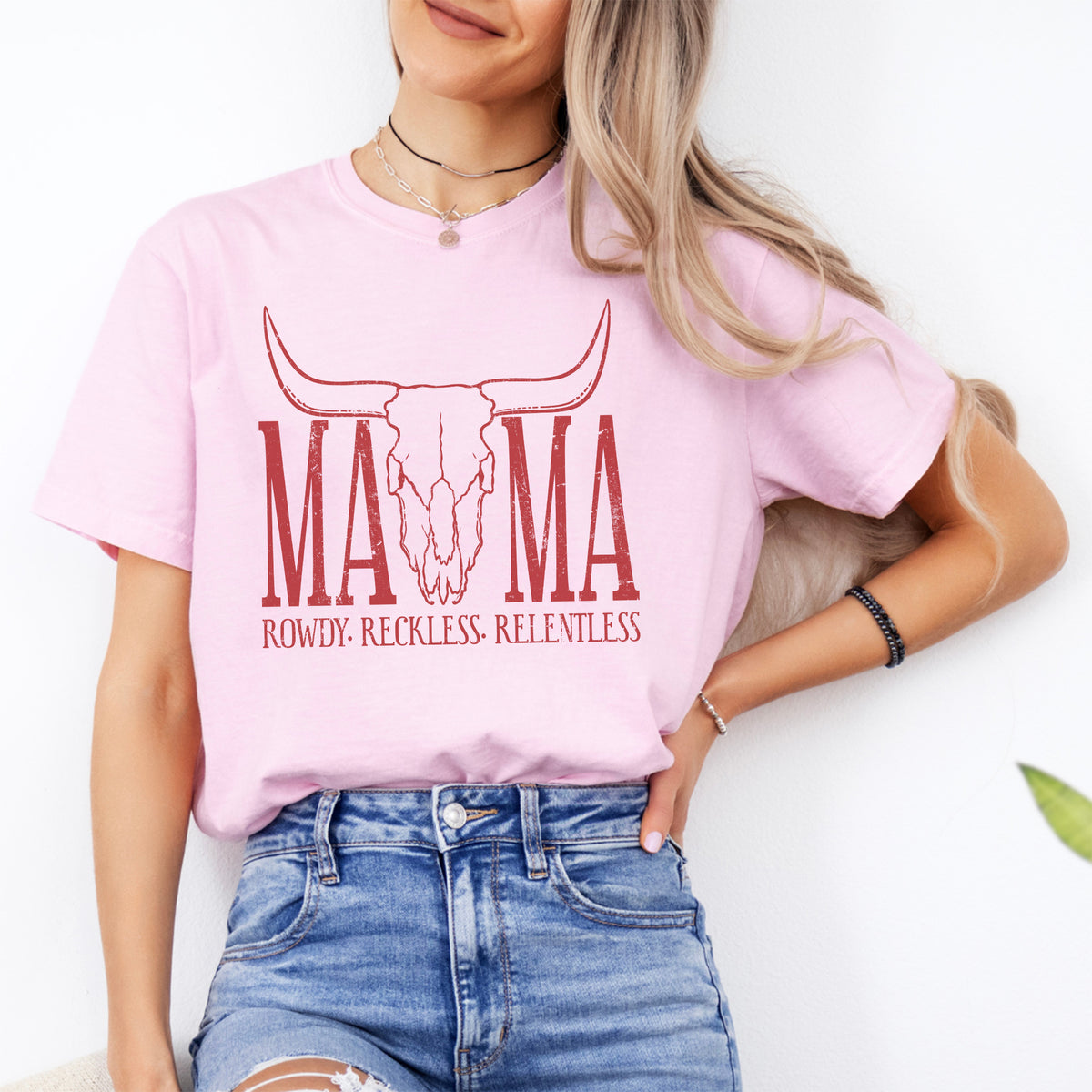 Country Rodeo Western Mama Casual Shirt – "MAMA: ROWDY, RECKLESS, RELENTLESS"