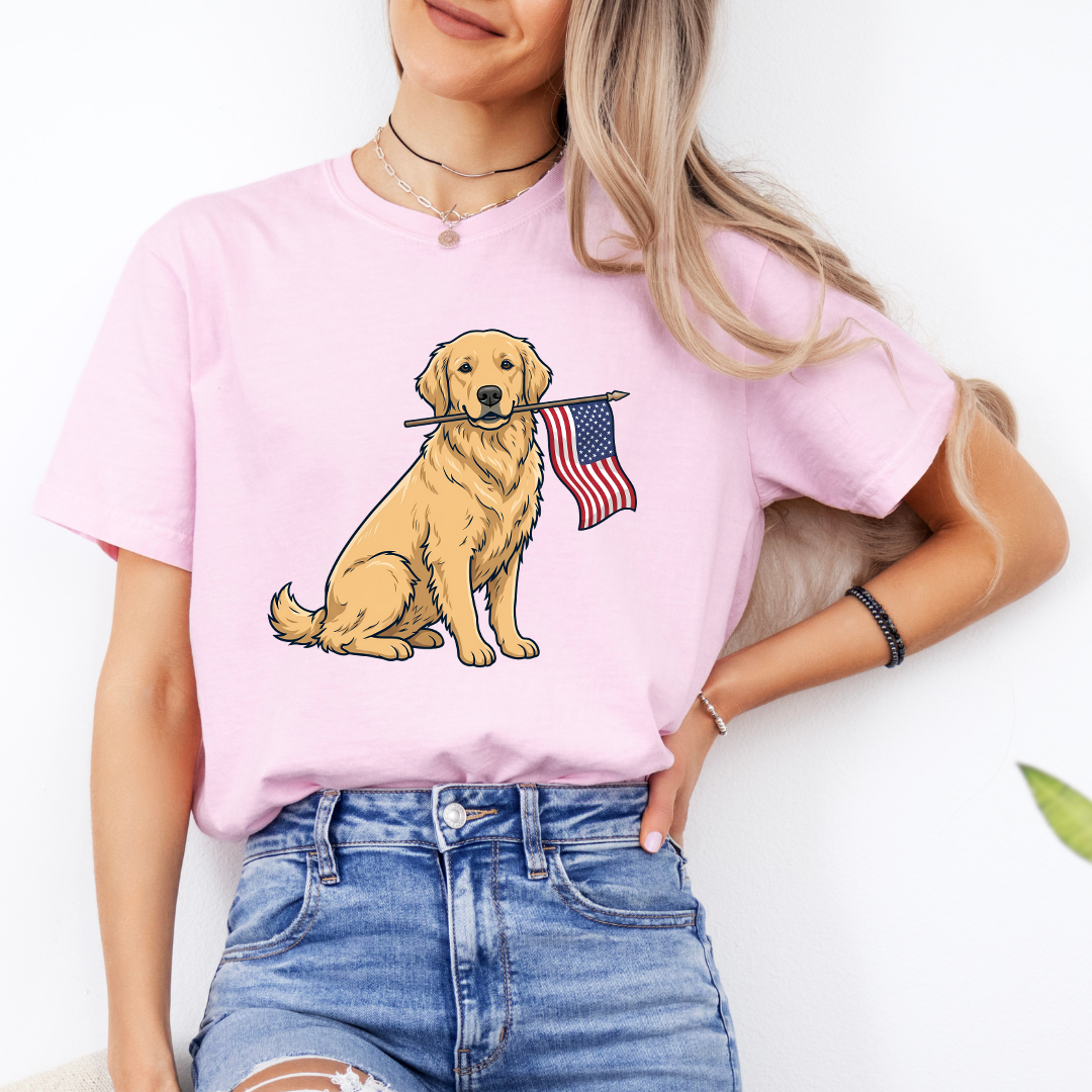 Yellow Labrador American Flag Tee