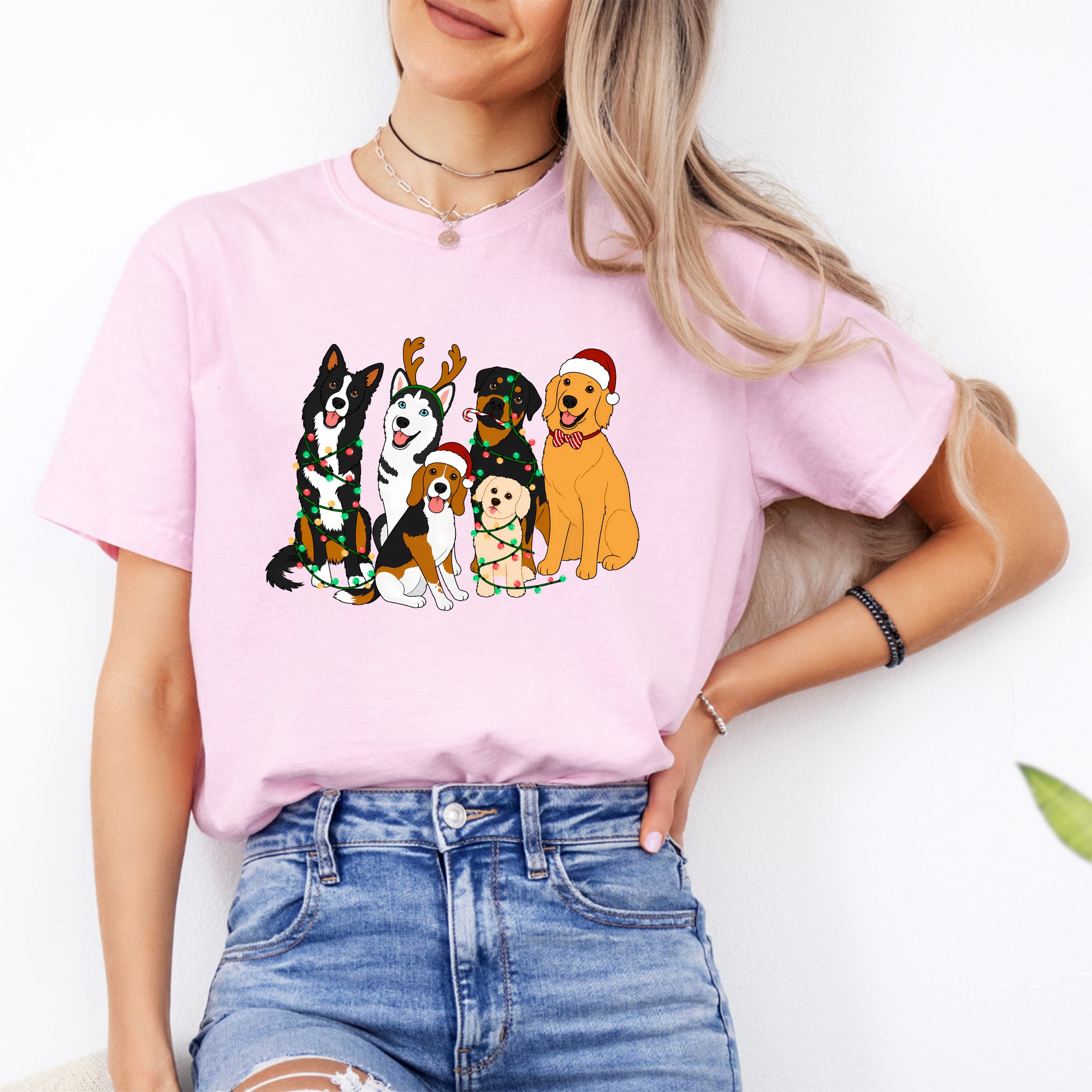 Camiseta de perros navideños adorables