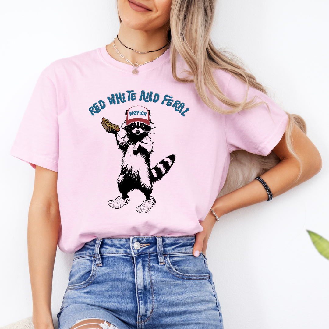 Red Whte And Feral Tee