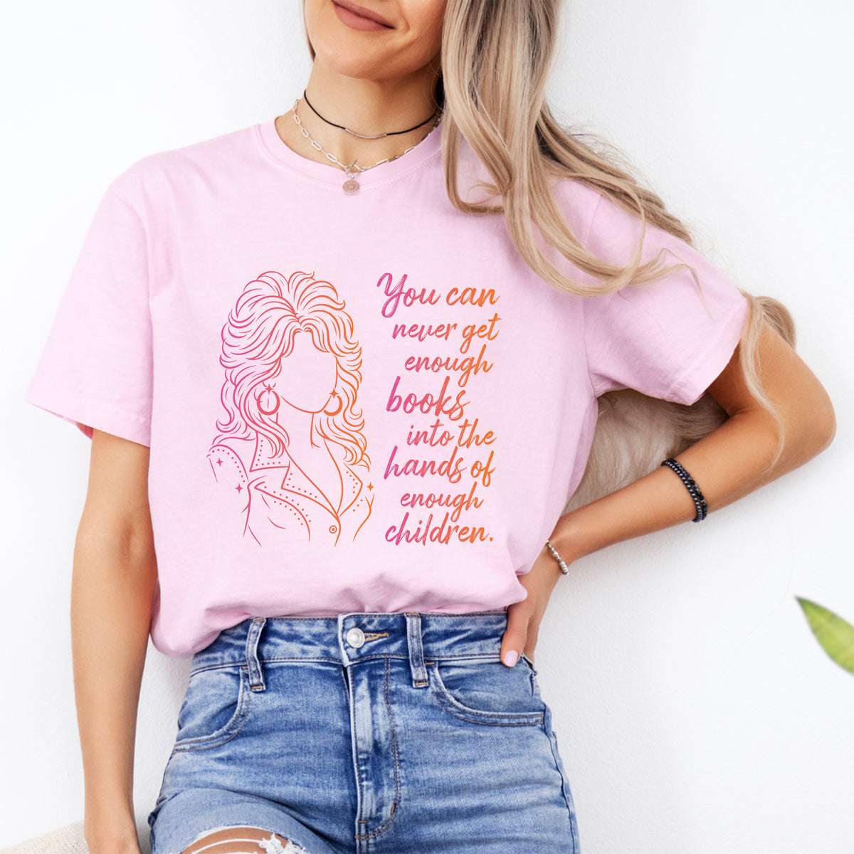 "You Can Never Get Enough Books" – Dolly Literacy Graphic T-Shirt