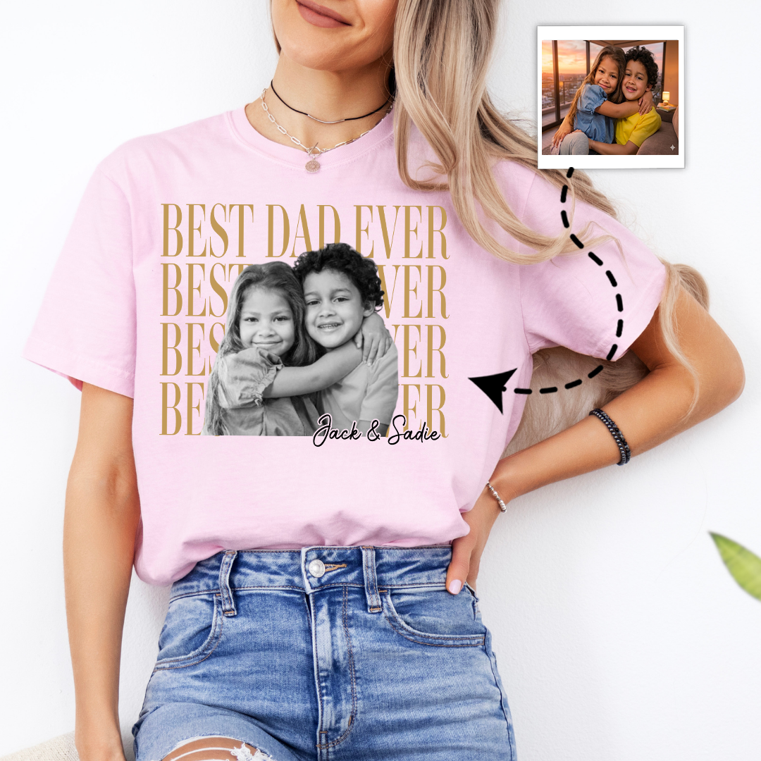 Personalized Best Dad Eve With Kids Photo Tee
