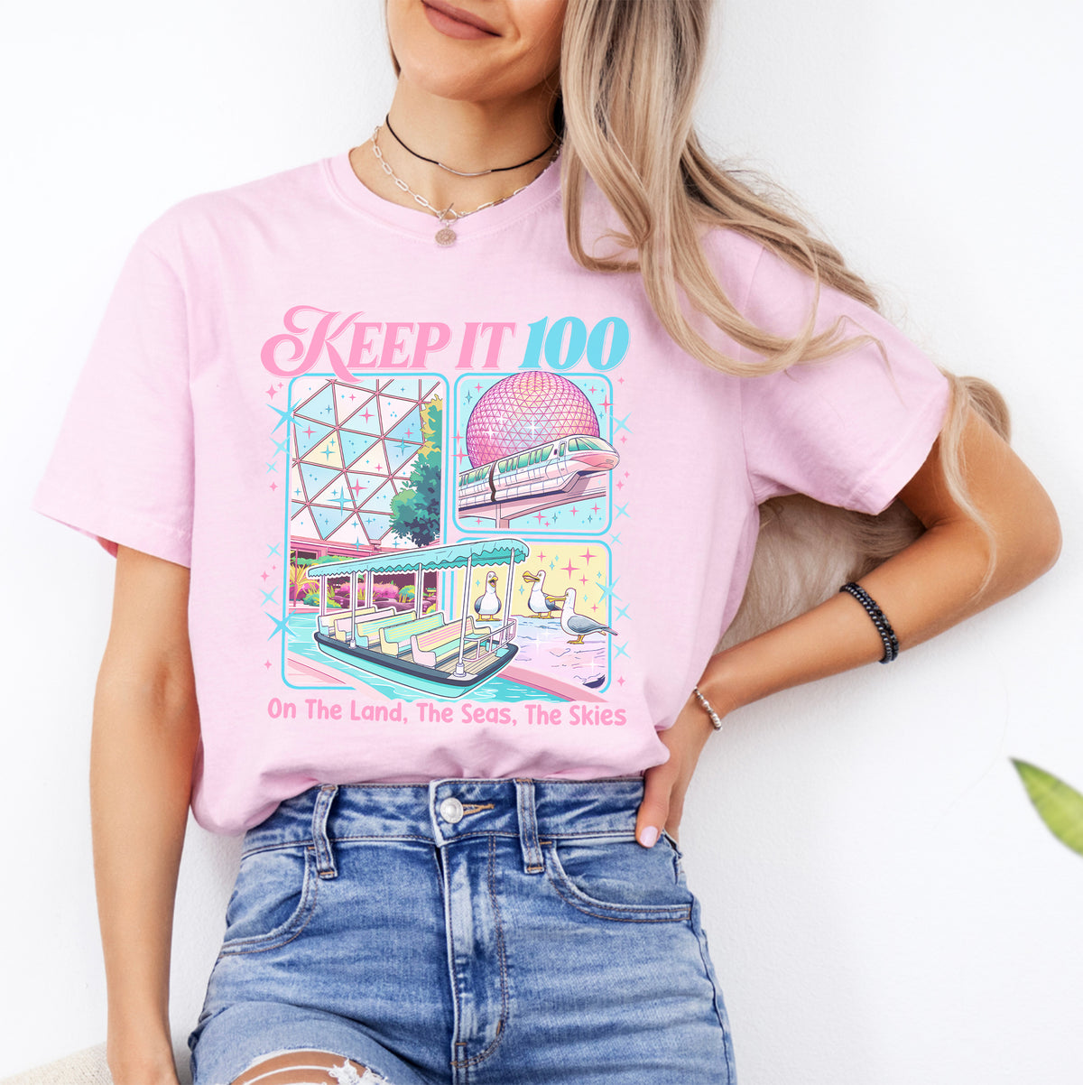 Keep It 100 The Land The Seas The Skies World Traveler Inspiriertes T-Shirt