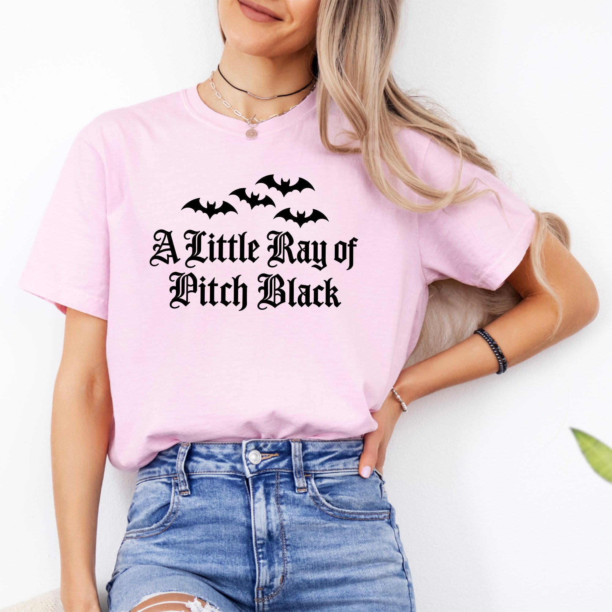 A Little Ray Of Pitch Black Embroidered Tee