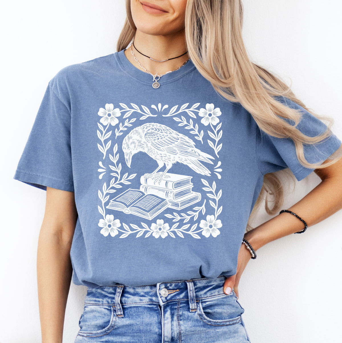 Bookish Raven Linocut Tee