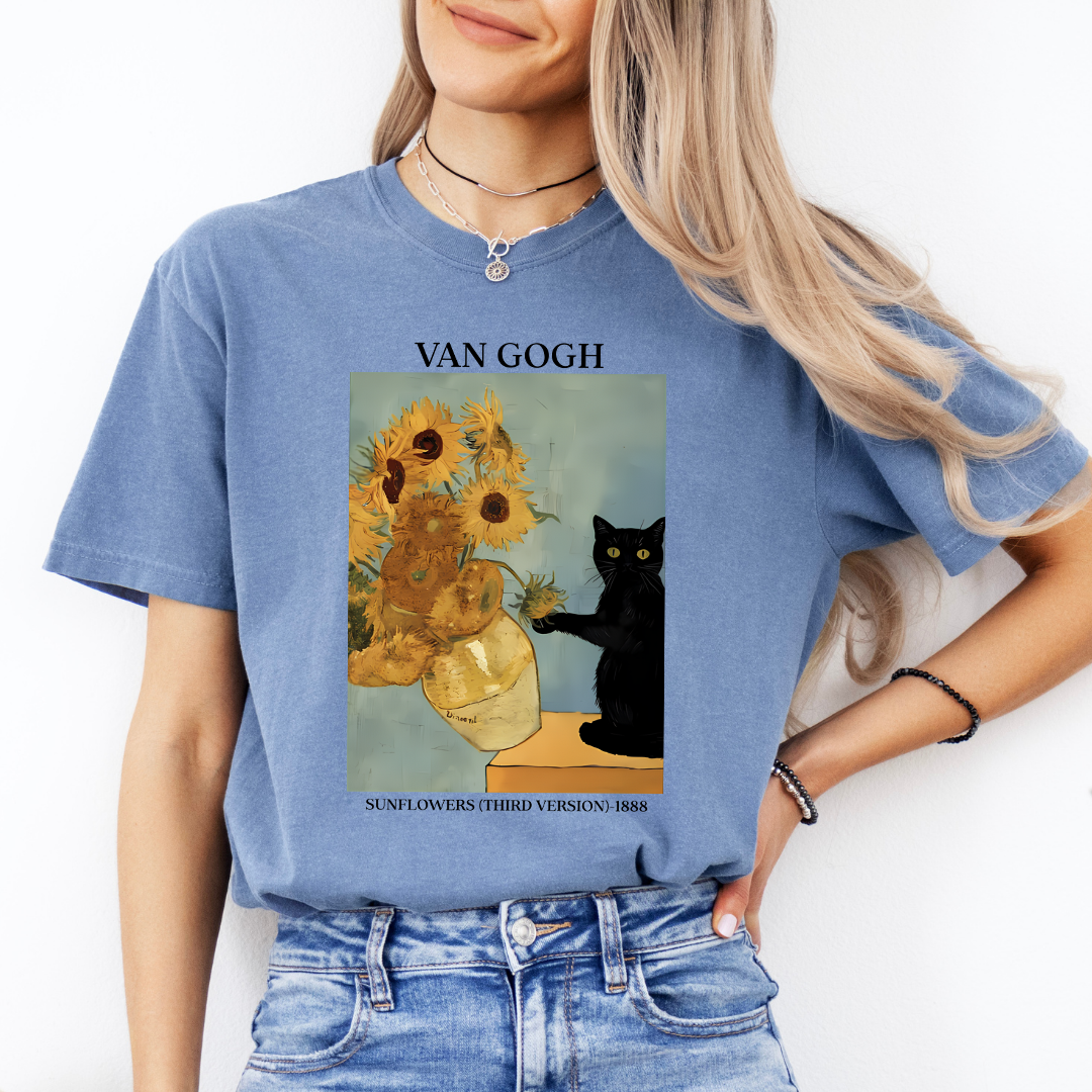 Van Gogh Irises Cat Tee