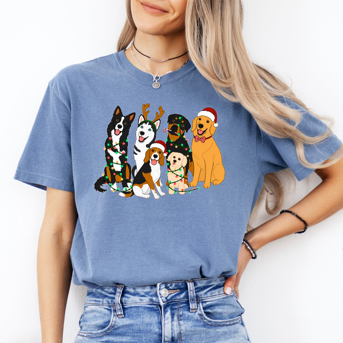 Camiseta de perros navideños adorables