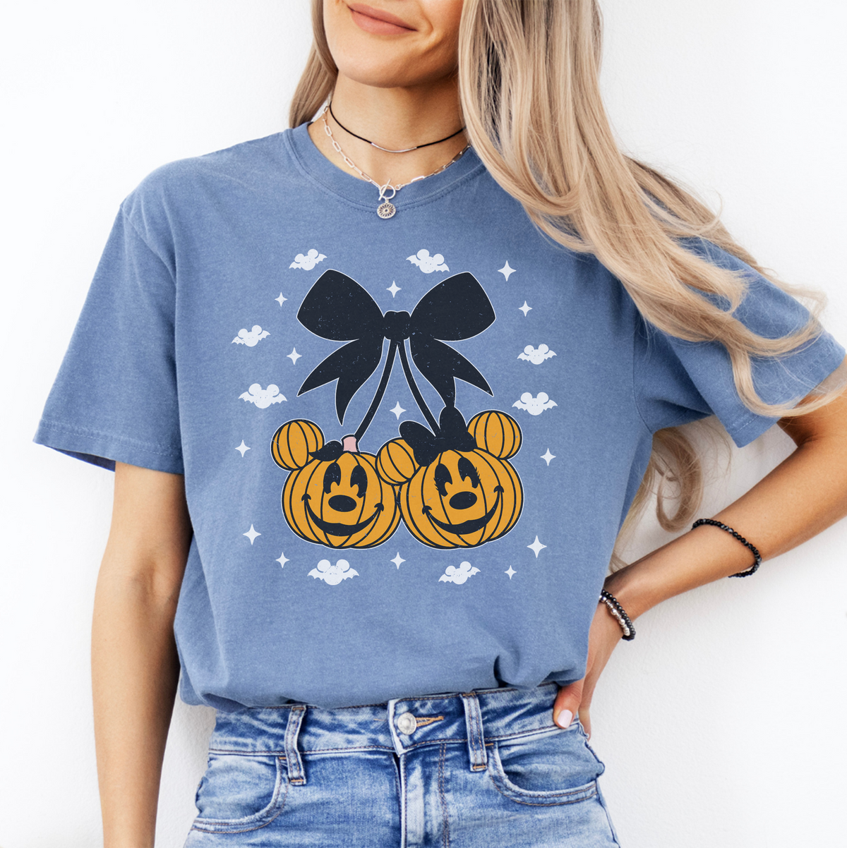 Halloween Disney Theme Park Graphic Tee – Mickey Pumpkin Coquette