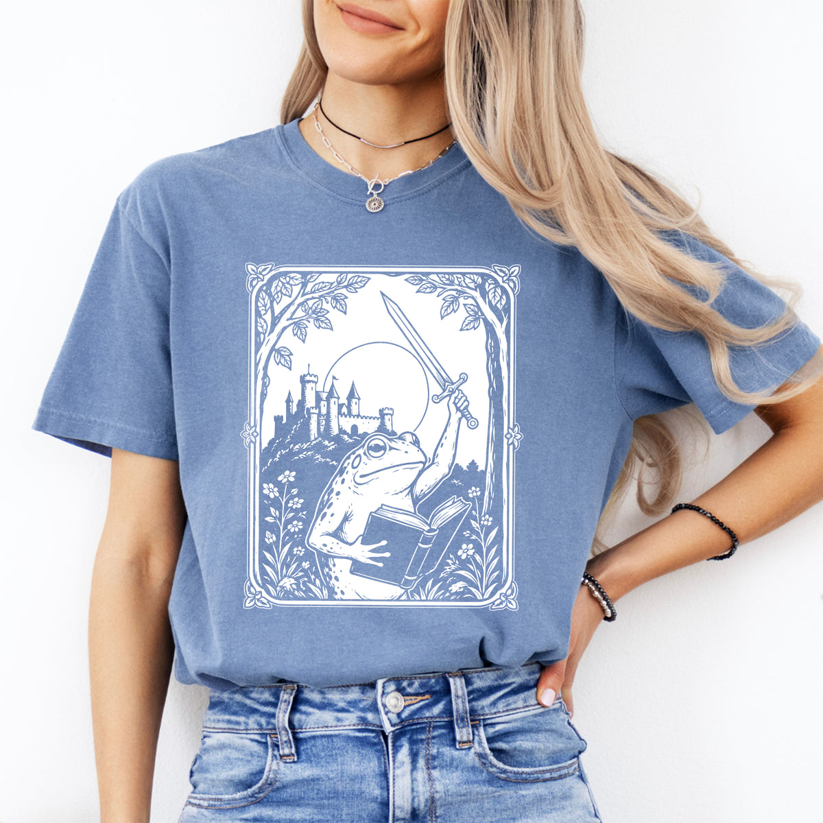 "We Read at Dawn" Fantasy Bookworm Graphic Shirt – Warrior Frog Tee