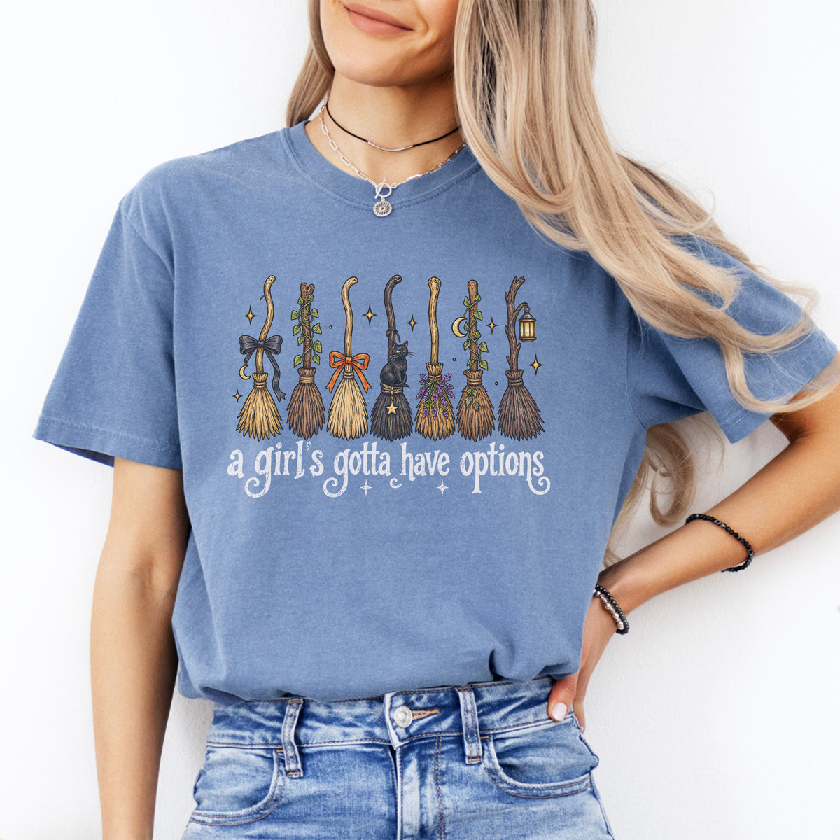 A Girl's Gotta Have Option Witch Broom Halloween Tee