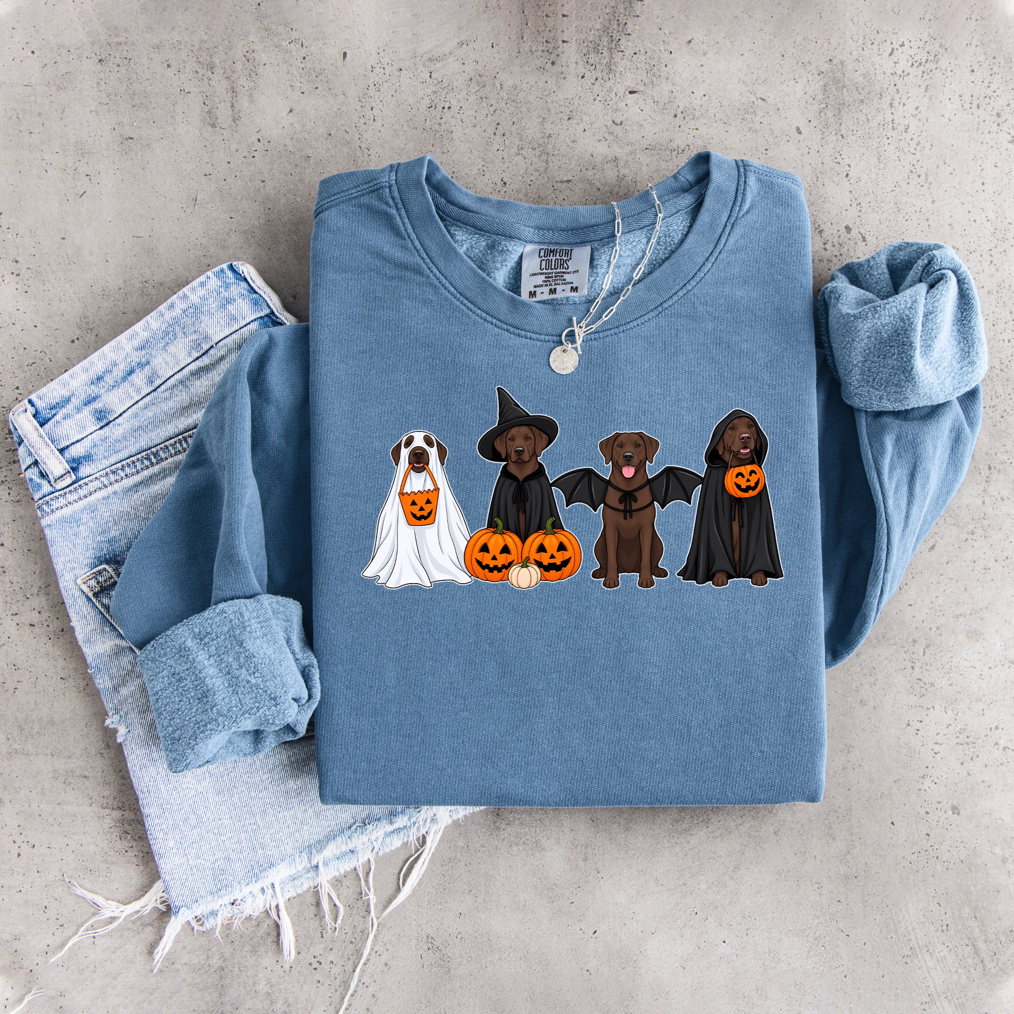 Halloween-Sweatshirt mit braunem Labrador
