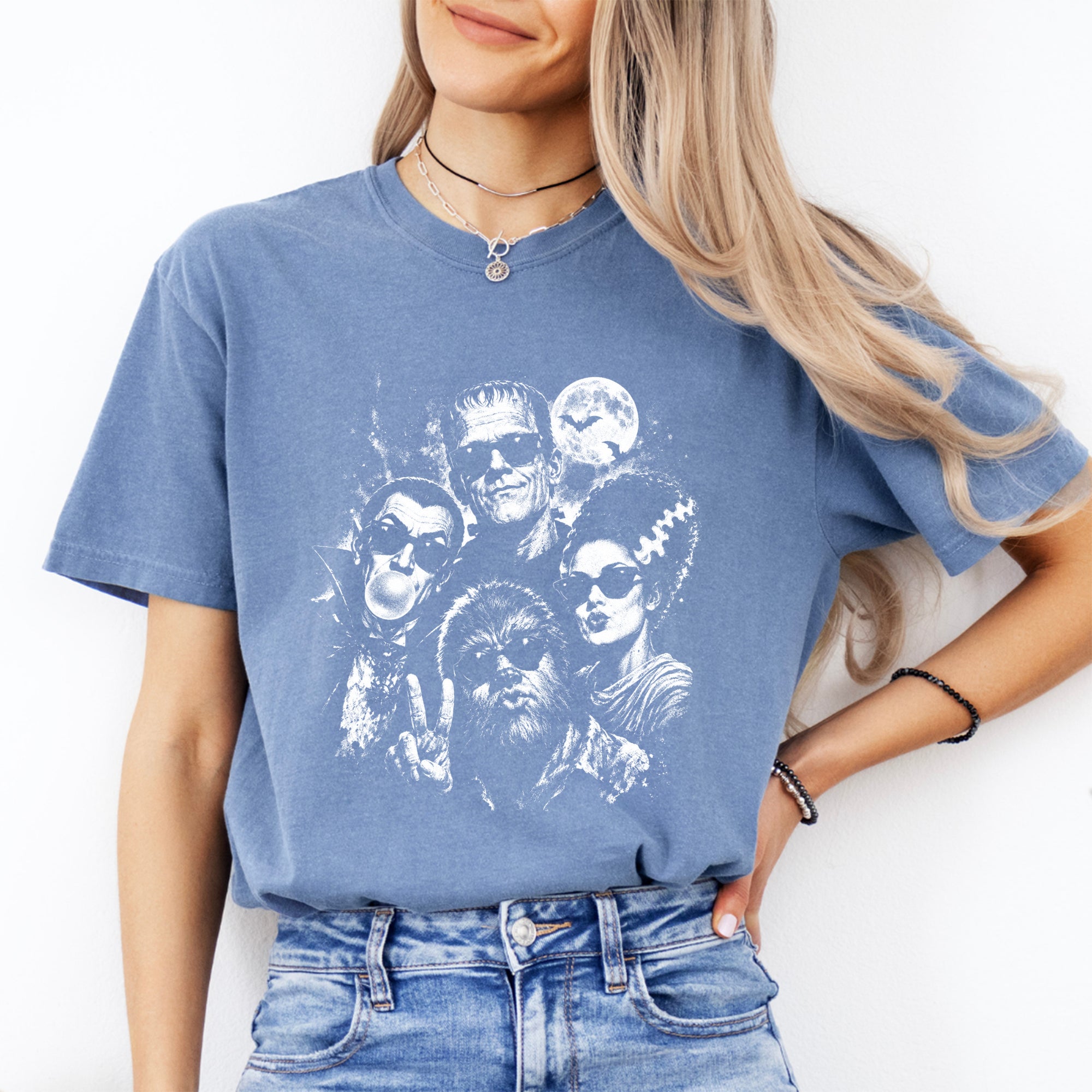 Retro Halloween Monster Selfie Tee
