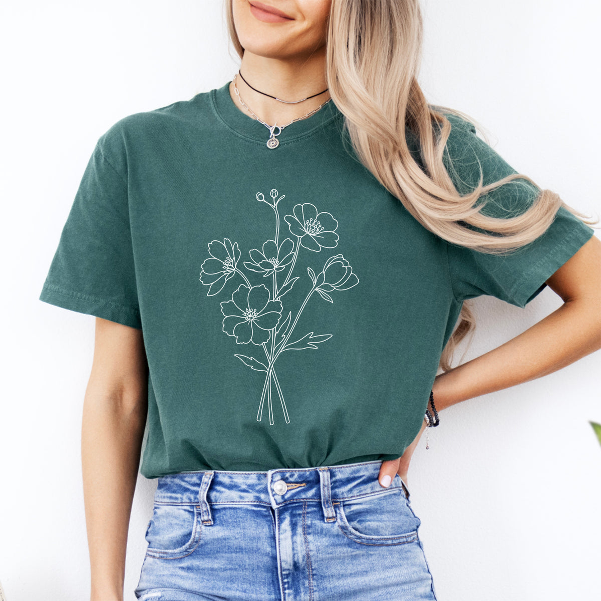 Boho-Wildblumen-T-Shirt