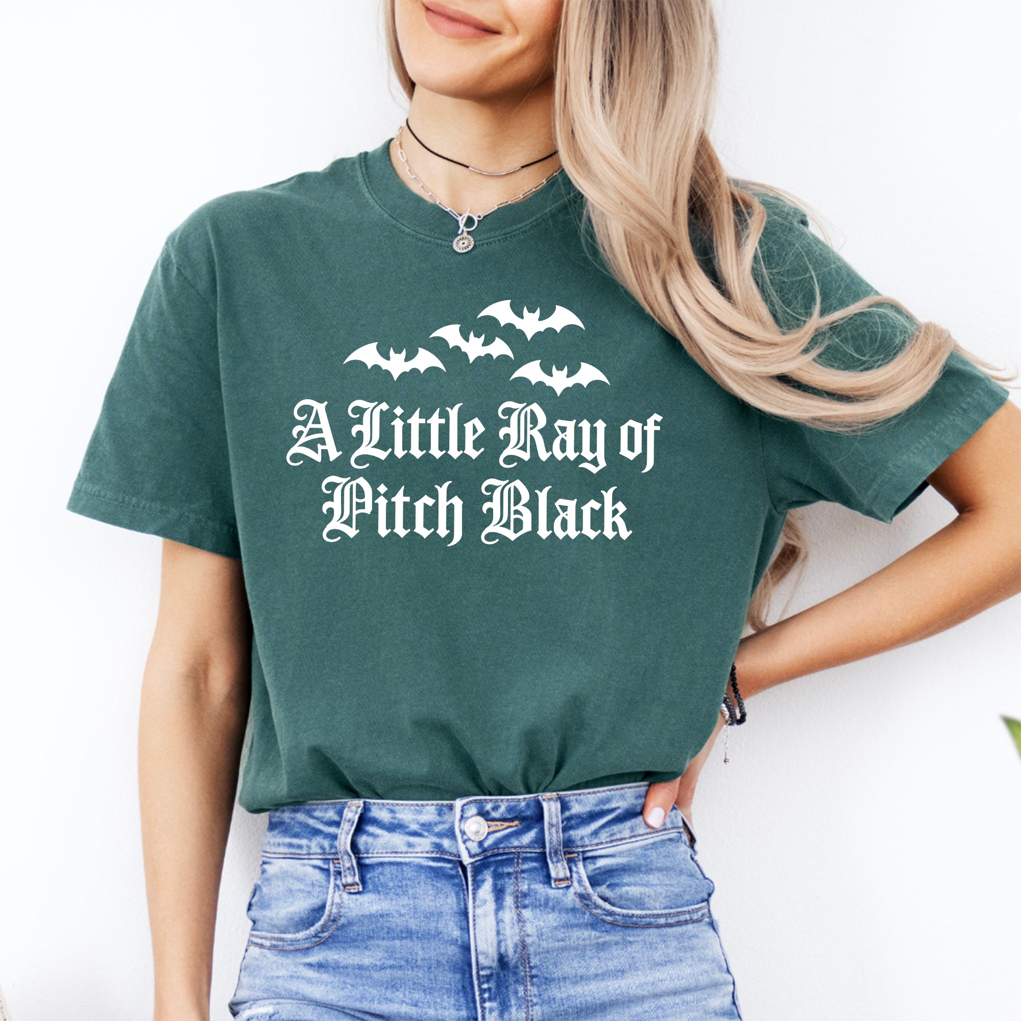 A Little Ray Of Pitch Black Embroidered Tee