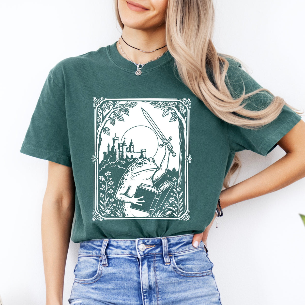 "We Read at Dawn" Fantasy Bookworm Graphic Shirt – Warrior Frog Tee