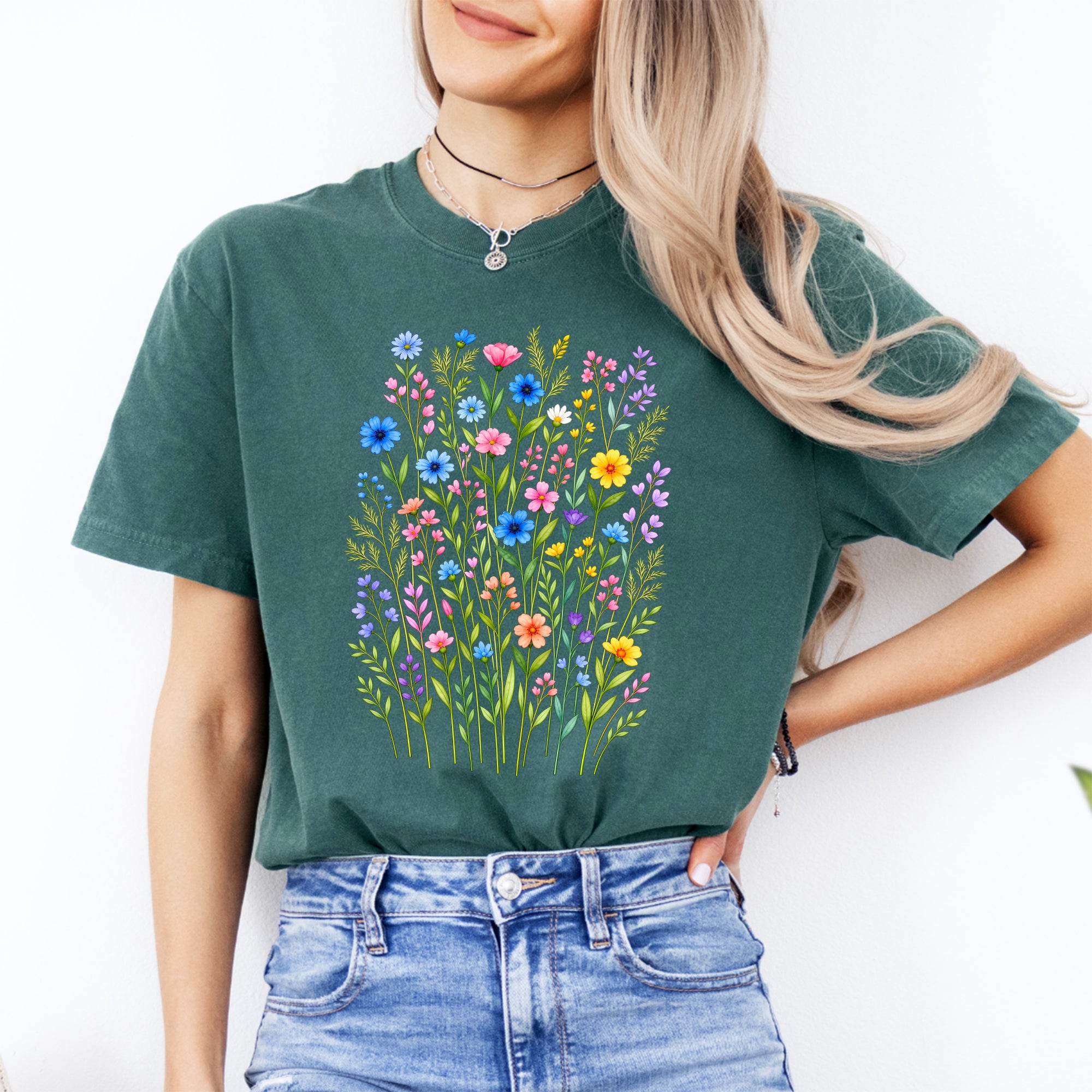 T-Shirt mit Wildblumen im Vintage-Stil