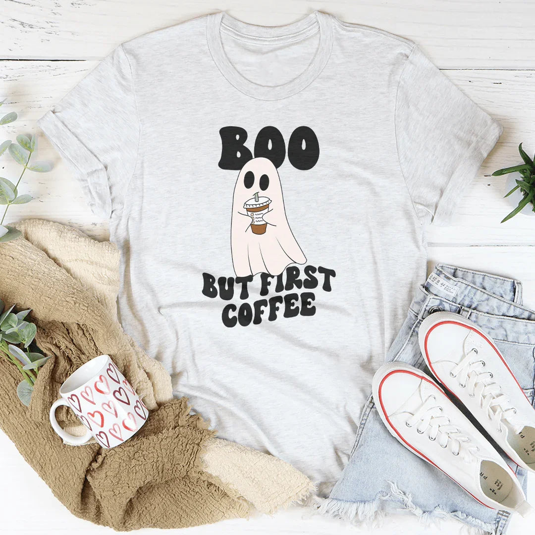 Boo But First Coffee Tee Peachy Sunday T-Shirt
