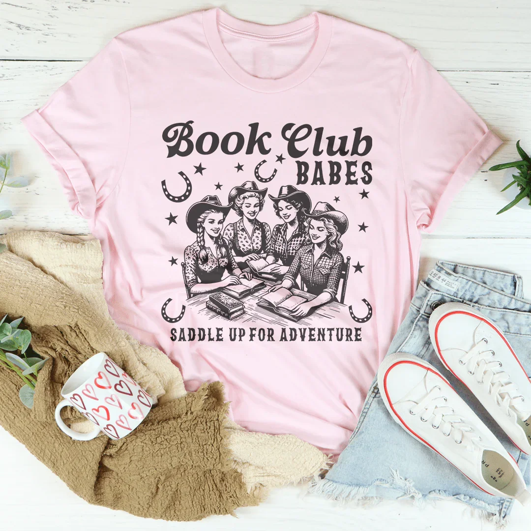 Book Club Babes Saddle Up For Adventure Tee Pink / S Peachy Sunday T-Shirt